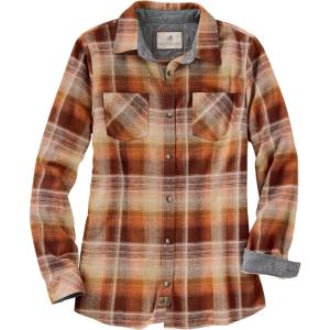 Legendary Whitetails Women’s Long Sleeve Plaid Flannel Button Up Shirt 100% Cotton(Pumpkin Spice)
