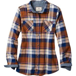 Legendary Whitetails Women’s Long Sleeve Plaid Flannel Button Up Shirt 100% Cotton(Royal Blue Plaid)