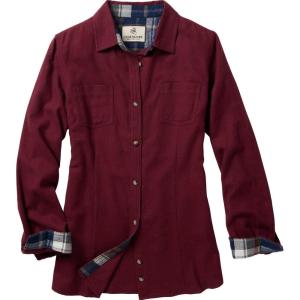 Legendary Whitetails Women’s Long Sleeve Plaid Flannel Button Up Shirt 100% Cotton(Rusty Maroon)