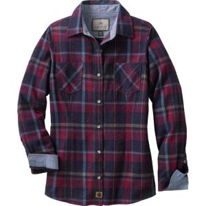 Legendary Whitetails Women’s Long Sleeve Plaid Flannel Button Up Shirt 100% Cotton(Sangria Plaid)