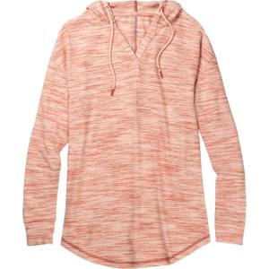 Legendary Whitetails Women’s Space Dye Knit V-Neck Pullover Hoodie Top(Mineral Red Space Dye)