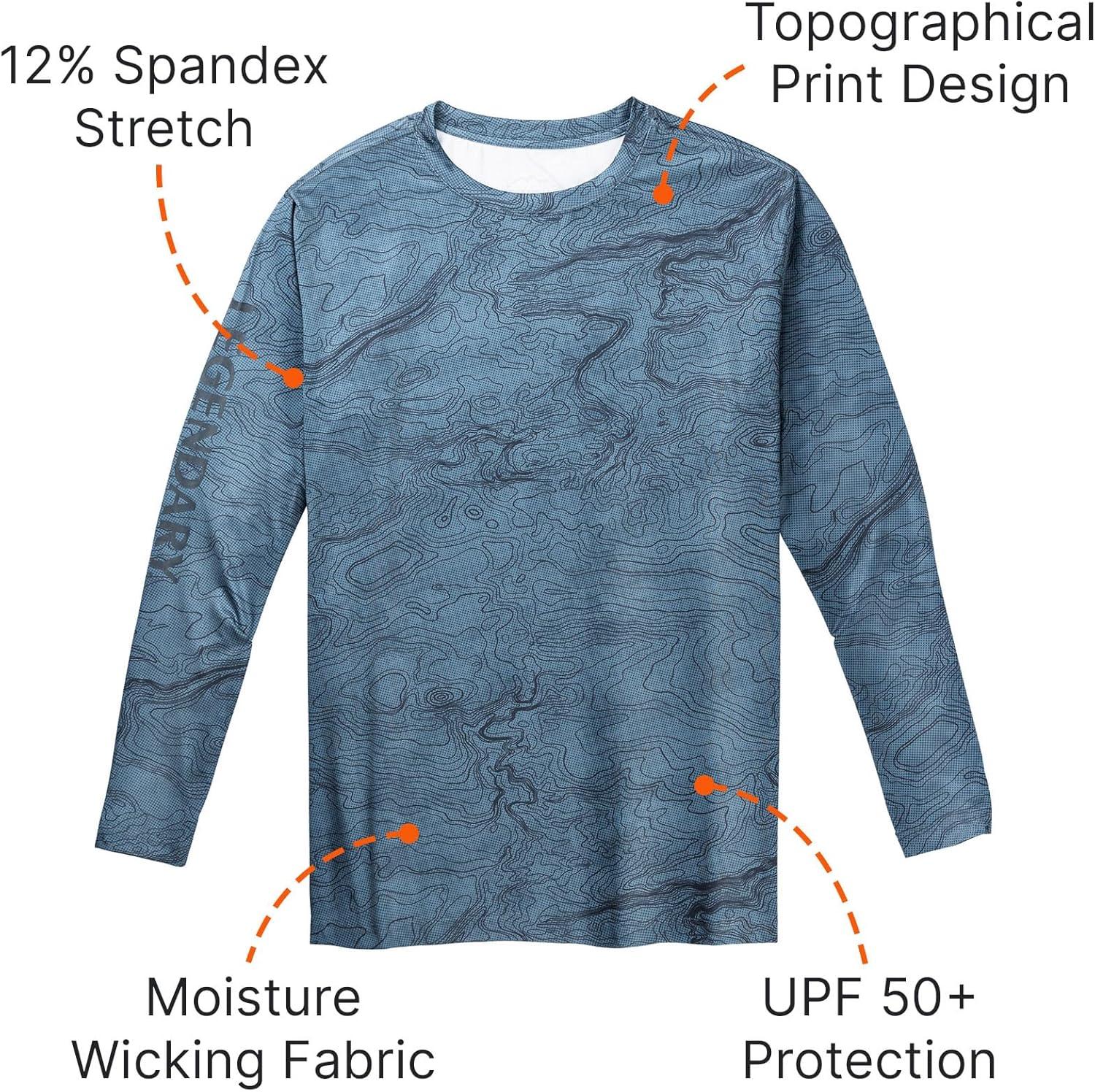 imageLegendary Whitetails Mens UPF 50 Uv Sun Protection Moisture Wicking Long Sleeve TShirtAegean Trail