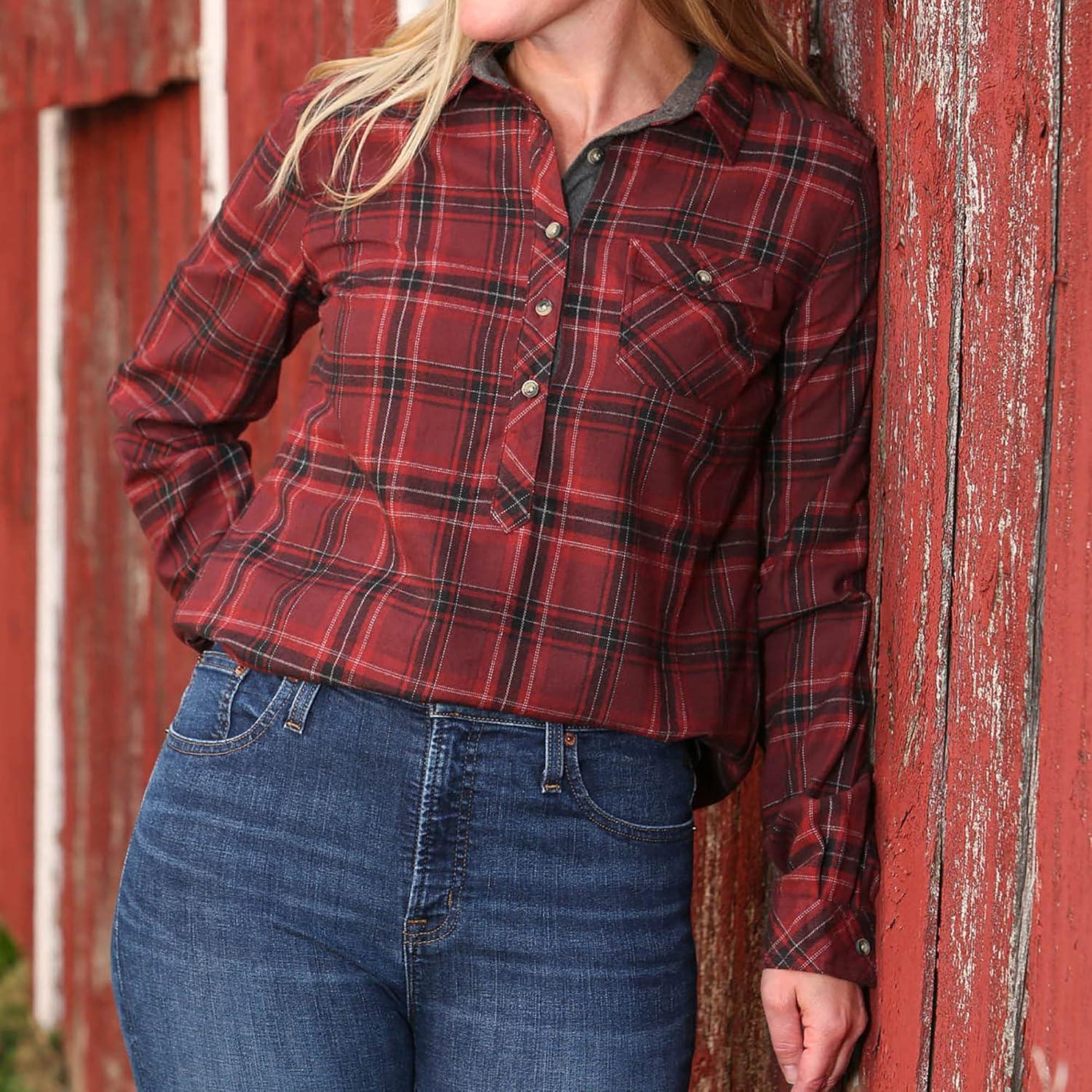 imageLegendary Whitetails Womens Firelight Popover Flannel Tunic Autumn Maple Plaid Small