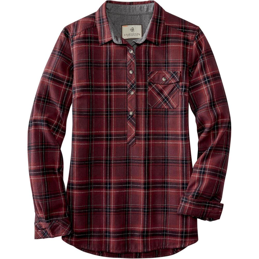 imageLegendary Whitetails Womens Firelight Popover Flannel Tunic Autumn Maple Plaid Small