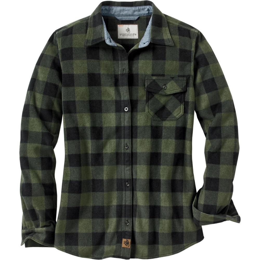 imageLegendary Whitetails Womens Trail Guide Fleece Button Down ShirtNight Forest Plaid