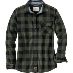 Legendary Whitetails Women’s Trail Guide Fleece Button Down Shirt(Night Forest Plaid)