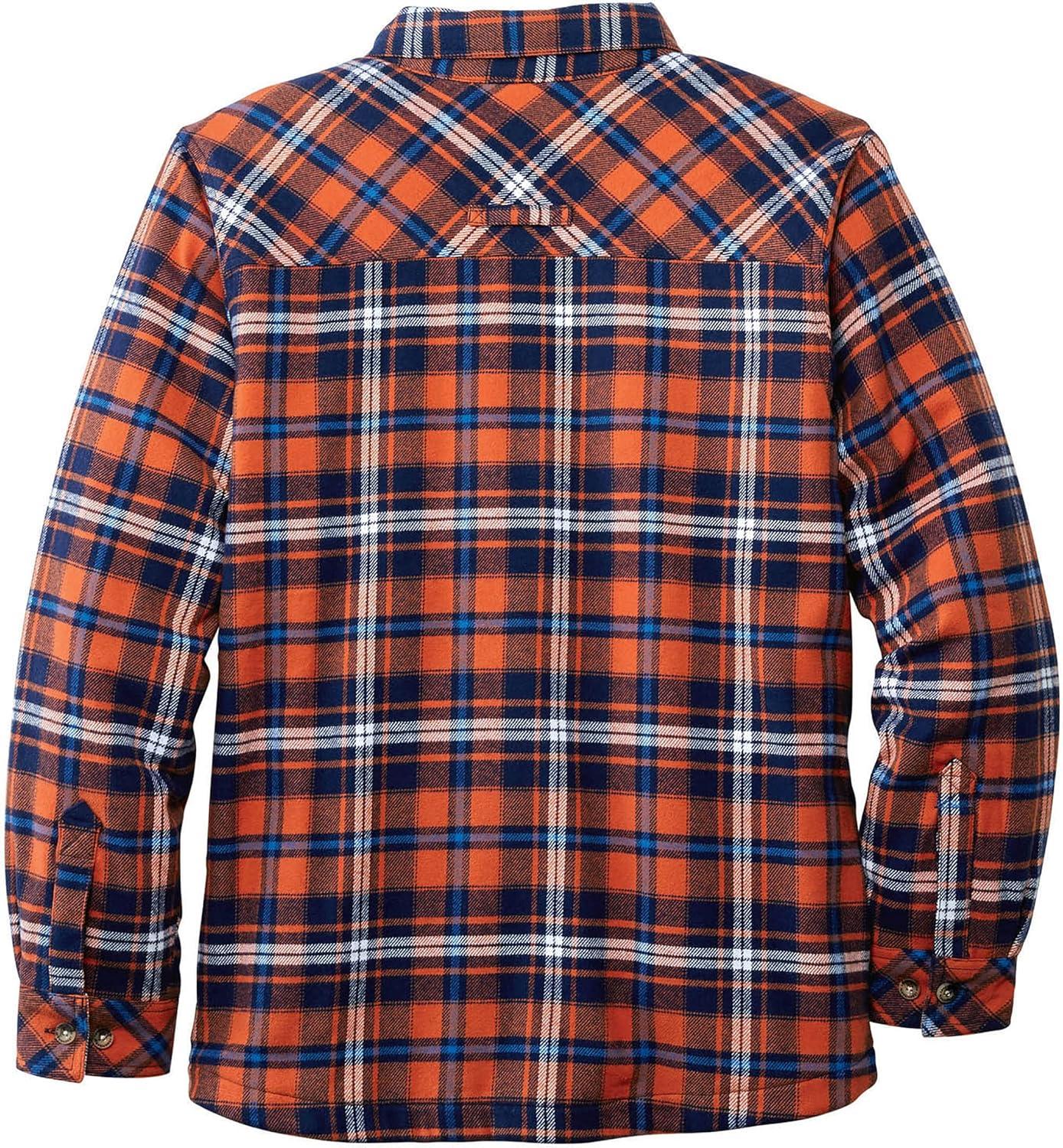 imageLegendary Whitetails Mens Deer Camp Berber Lined Flannel Shirt JacketCobalt Blaze Plaid
