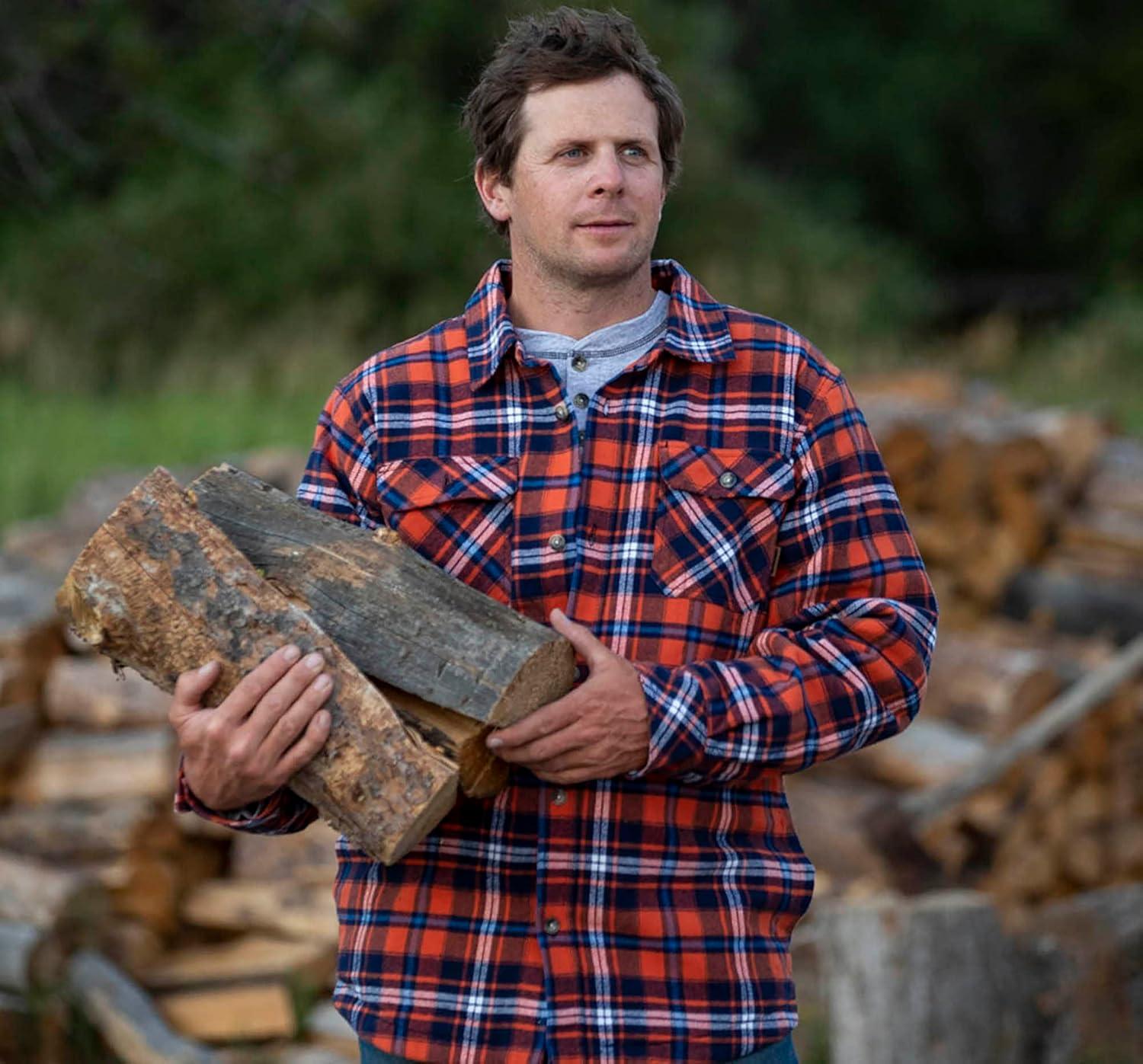 imageLegendary Whitetails Mens Deer Camp Berber Lined Flannel Shirt JacketCobalt Blaze Plaid