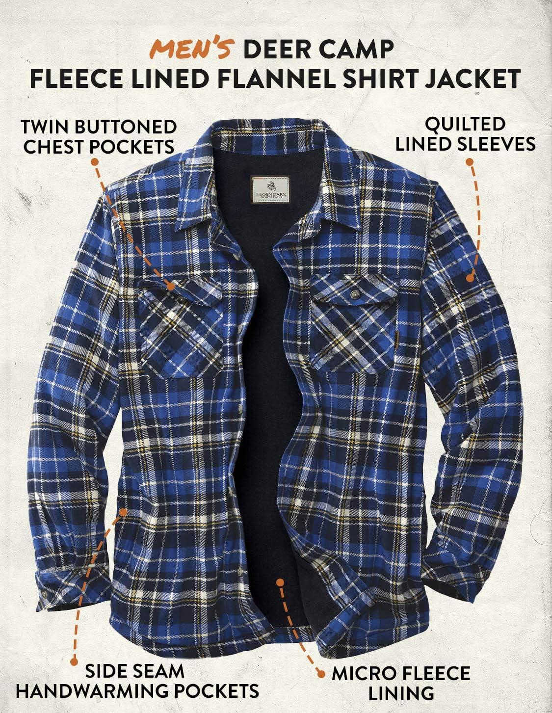 imageLegendary Whitetails Mens Deer Camp Berber Lined Flannel Shirt JacketLiberty Gold Plaid