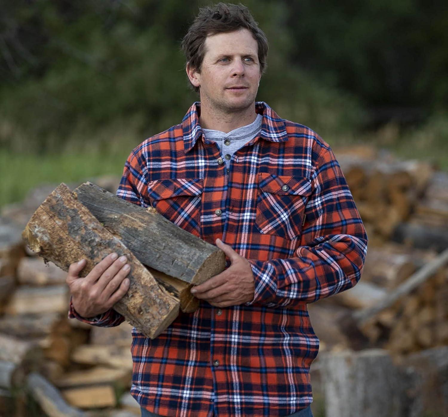 imageLegendary Whitetails Mens Deer Camp Berber Lined Flannel Shirt JacketNightshade Plaid Berber