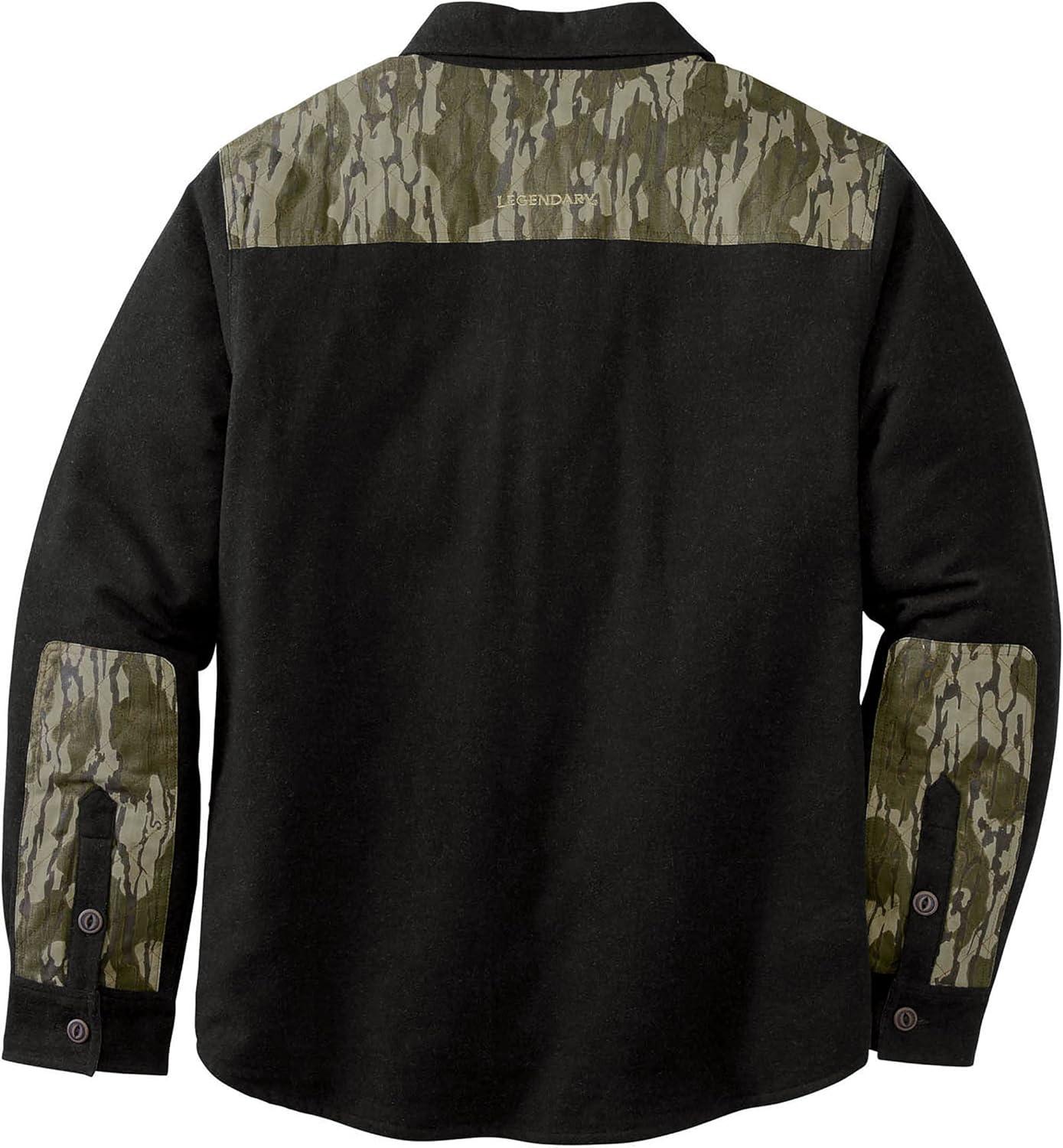 imageLegendary Whitetails mens Woodsman Heavyweight Quilted Shirt JacketBlack HeatherMossy Oak Bottomland