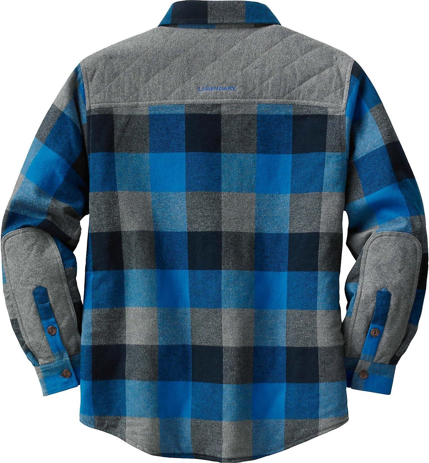 imageLegendary Whitetails mens Woodsman Heavyweight Quilted Shirt JacketBlue Graphite Plaid