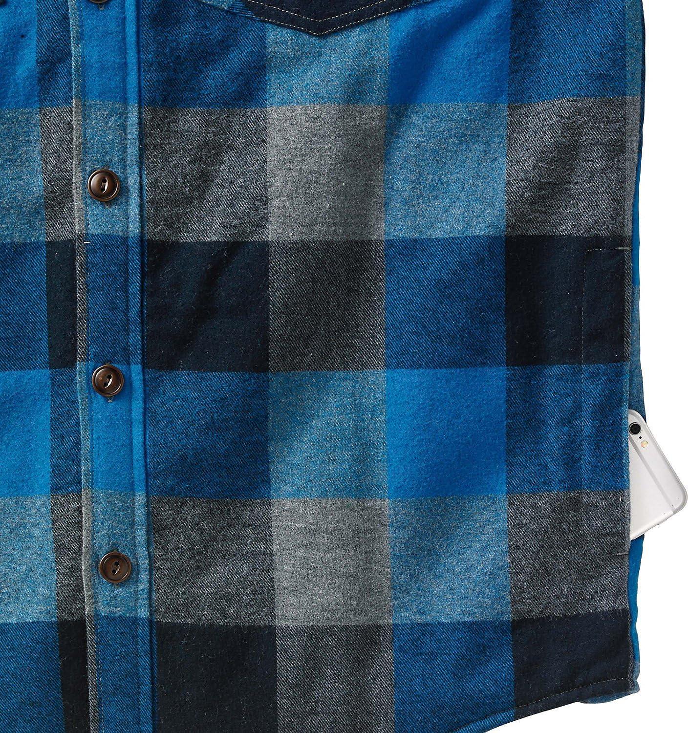 imageLegendary Whitetails mens Woodsman Heavyweight Quilted Shirt JacketBlue Graphite Plaid