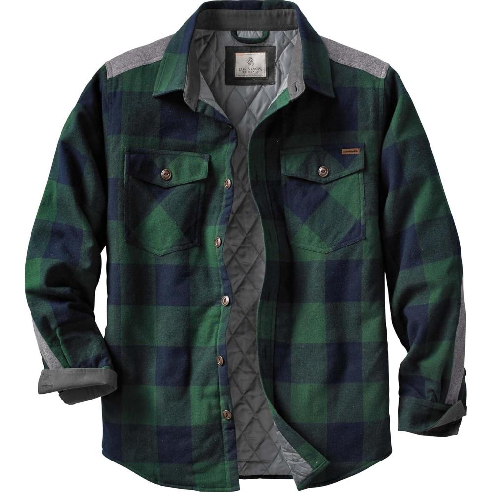imageLegendary Whitetails mens Woodsman Heavyweight Quilted Shirt JacketEvergreen Plaid