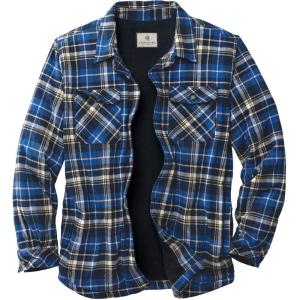 Legendary Whitetails Men’s Deer Camp Berber Lined Flannel Shirt Jacket(Liberty Gold Plaid)