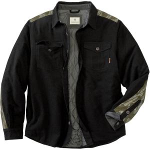 Legendary Whitetails mens Woodsman Heavyweight Quilted Shirt Jacket(Black Heather/Mossy Oak Bottomland)