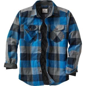 Legendary Whitetails mens Woodsman Heavyweight Quilted Shirt Jacket(Blue Graphite Plaid)