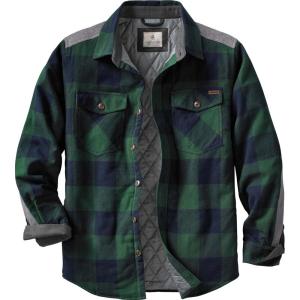 Legendary Whitetails mens Woodsman Heavyweight Quilted Shirt Jacket(Evergreen Plaid)